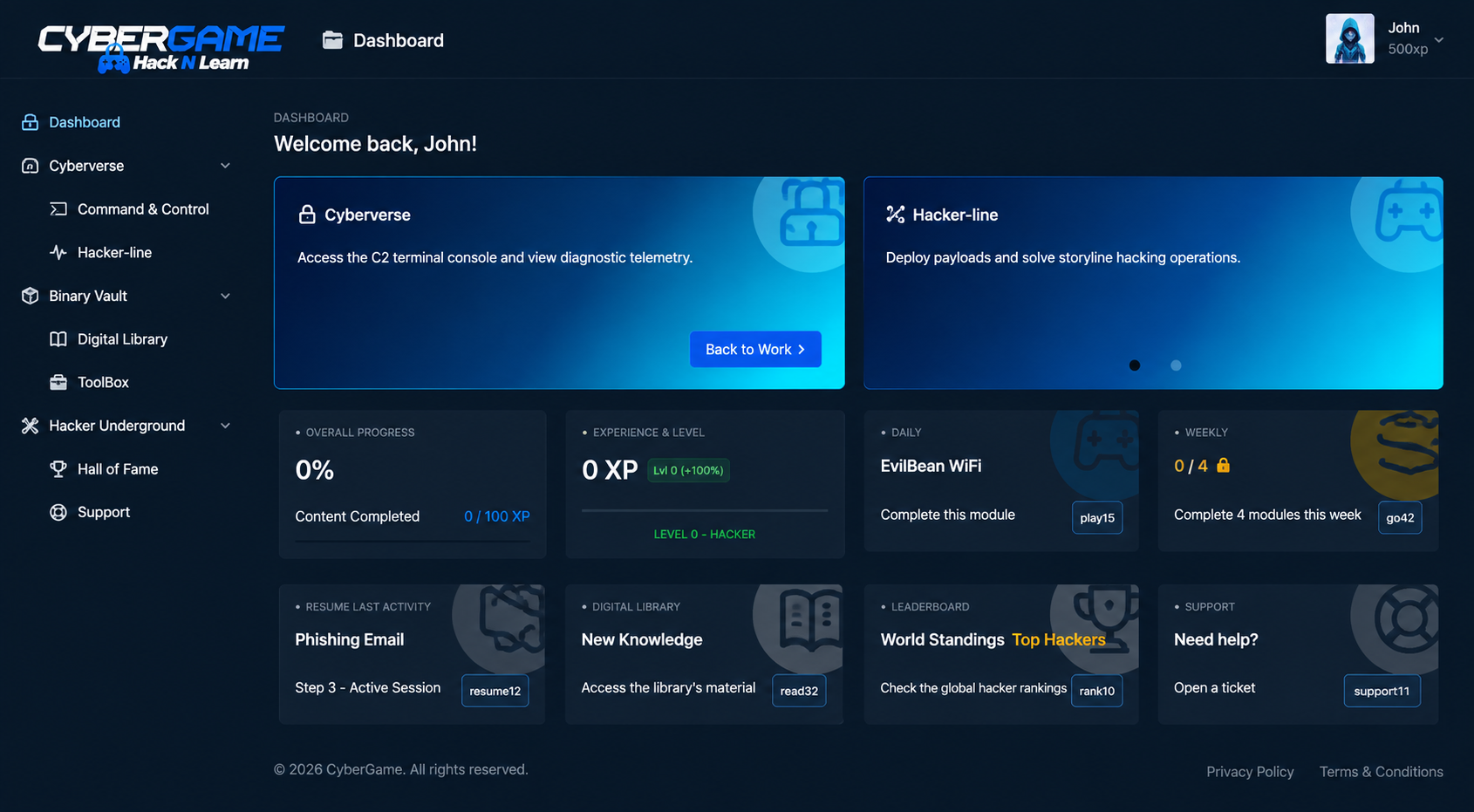 Hack N Learn Dashboard Preview